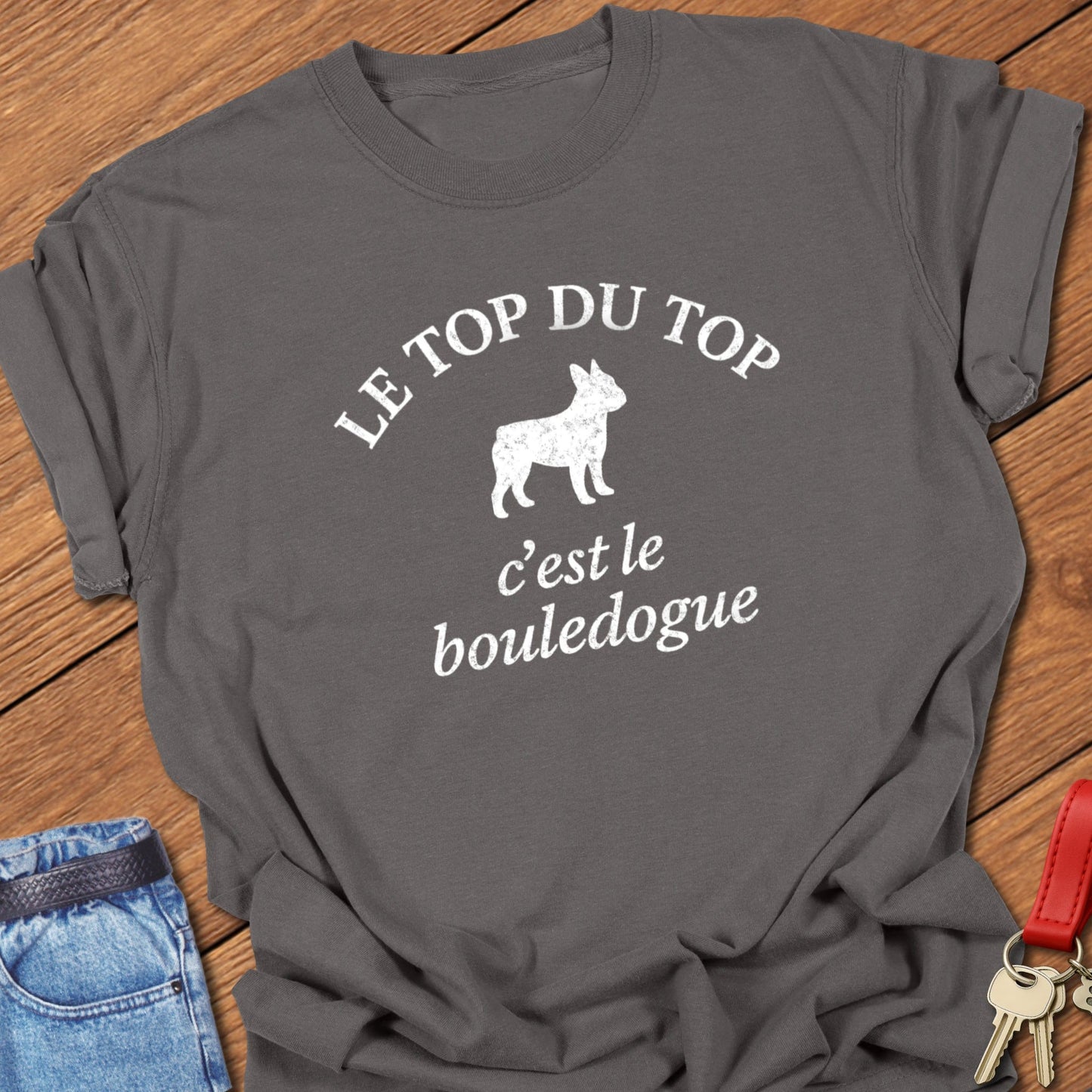 French bulldog French quote typography printed on pepper Comfort Colors t shirt