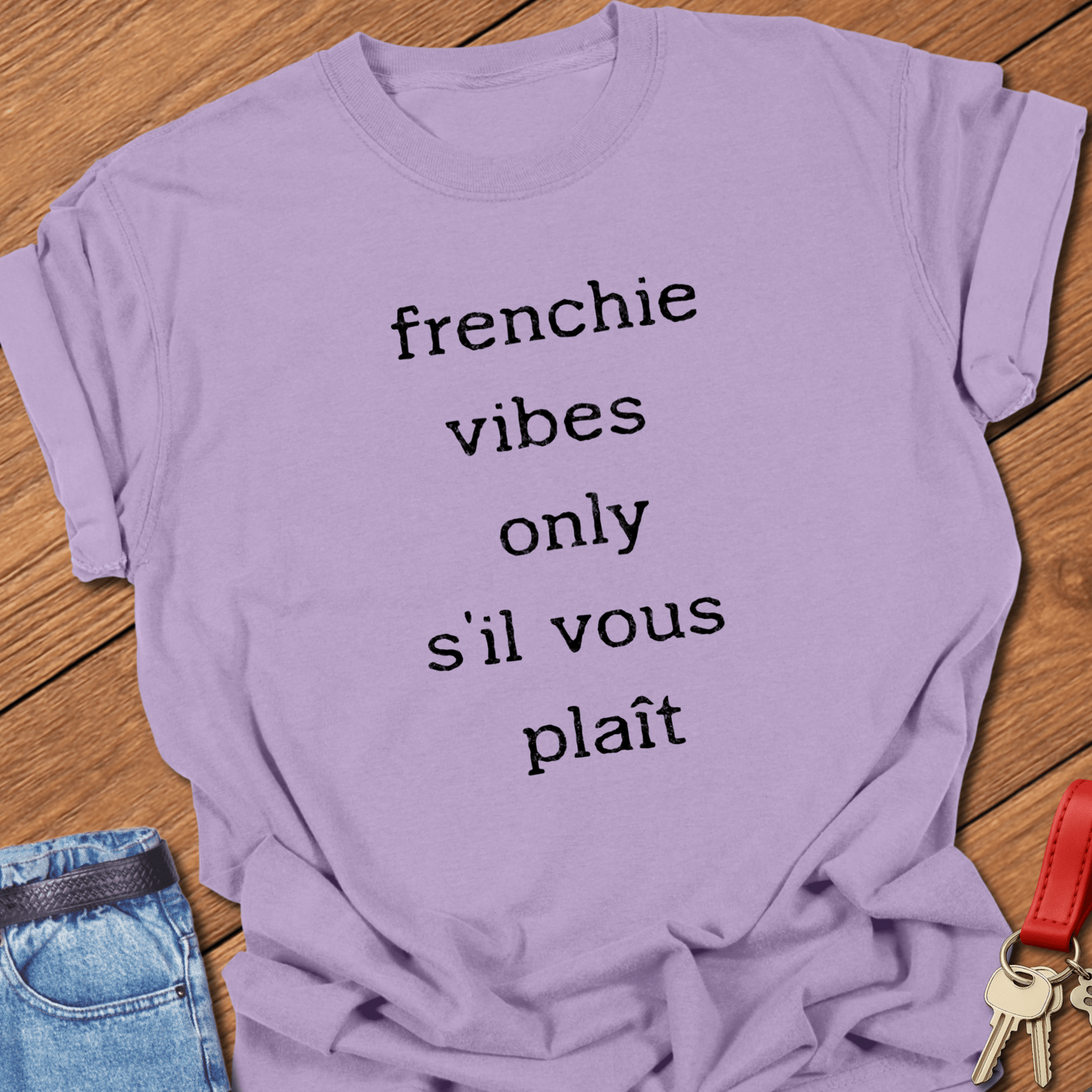 French bulldog text design printed on orchid Comfort Colors t shirt