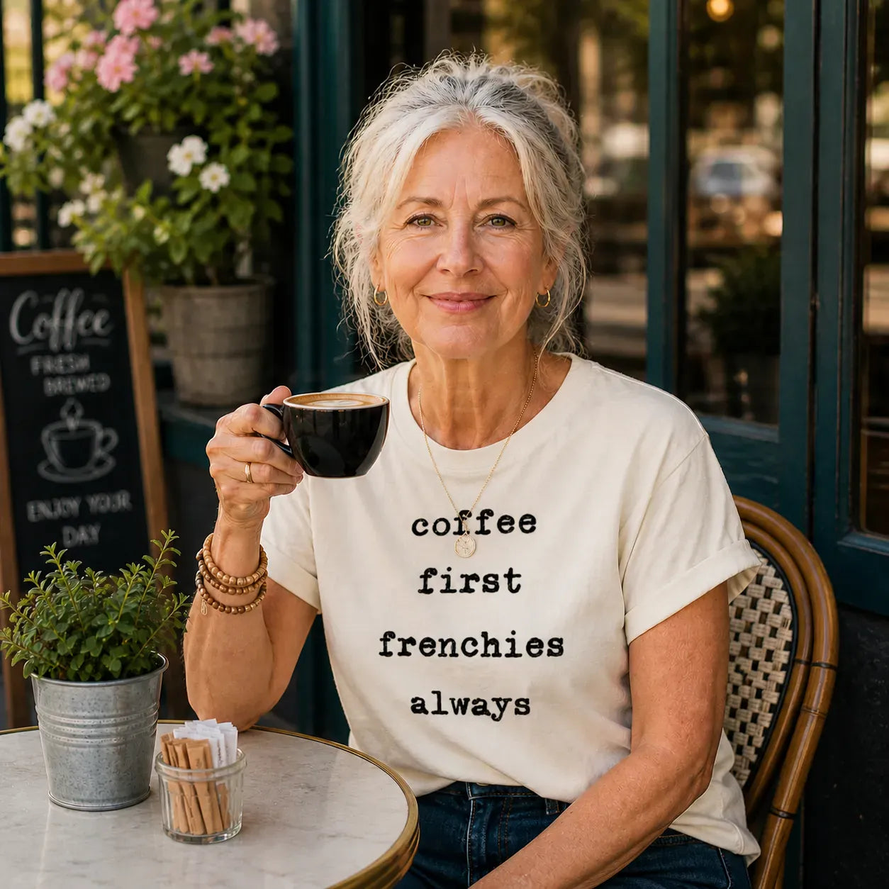 Coffee First Frenchie T Shirt