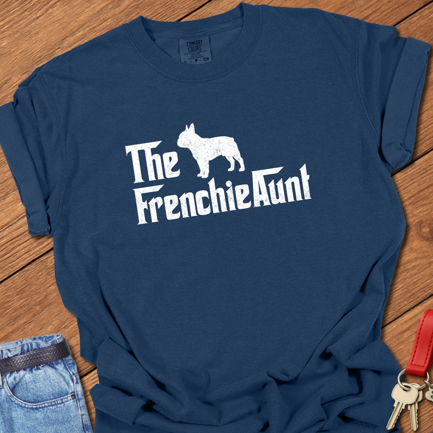 French bulldog aunt typography printed on graphite Comfort Colors t shirt