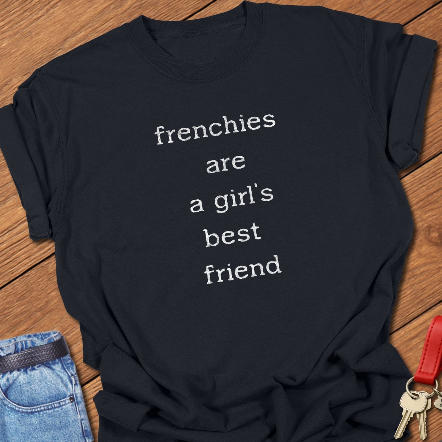French bulldog text design printed on black Comfort Colors t shirt