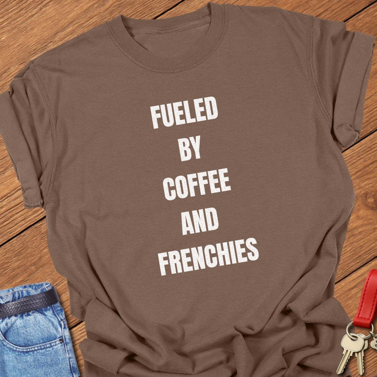 French bulldog typography design printed on espresso Comfort Colors t shirt