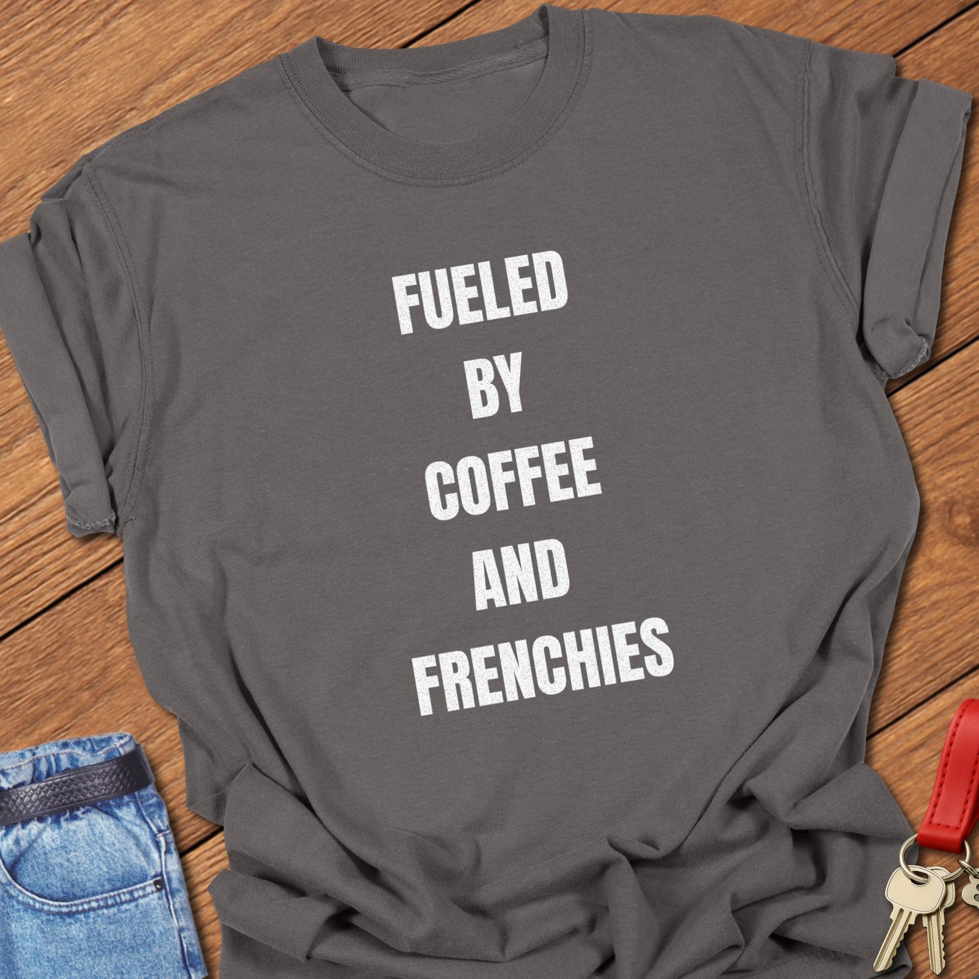 French bulldog typography design printed on pepper Comfort Colors t shirt