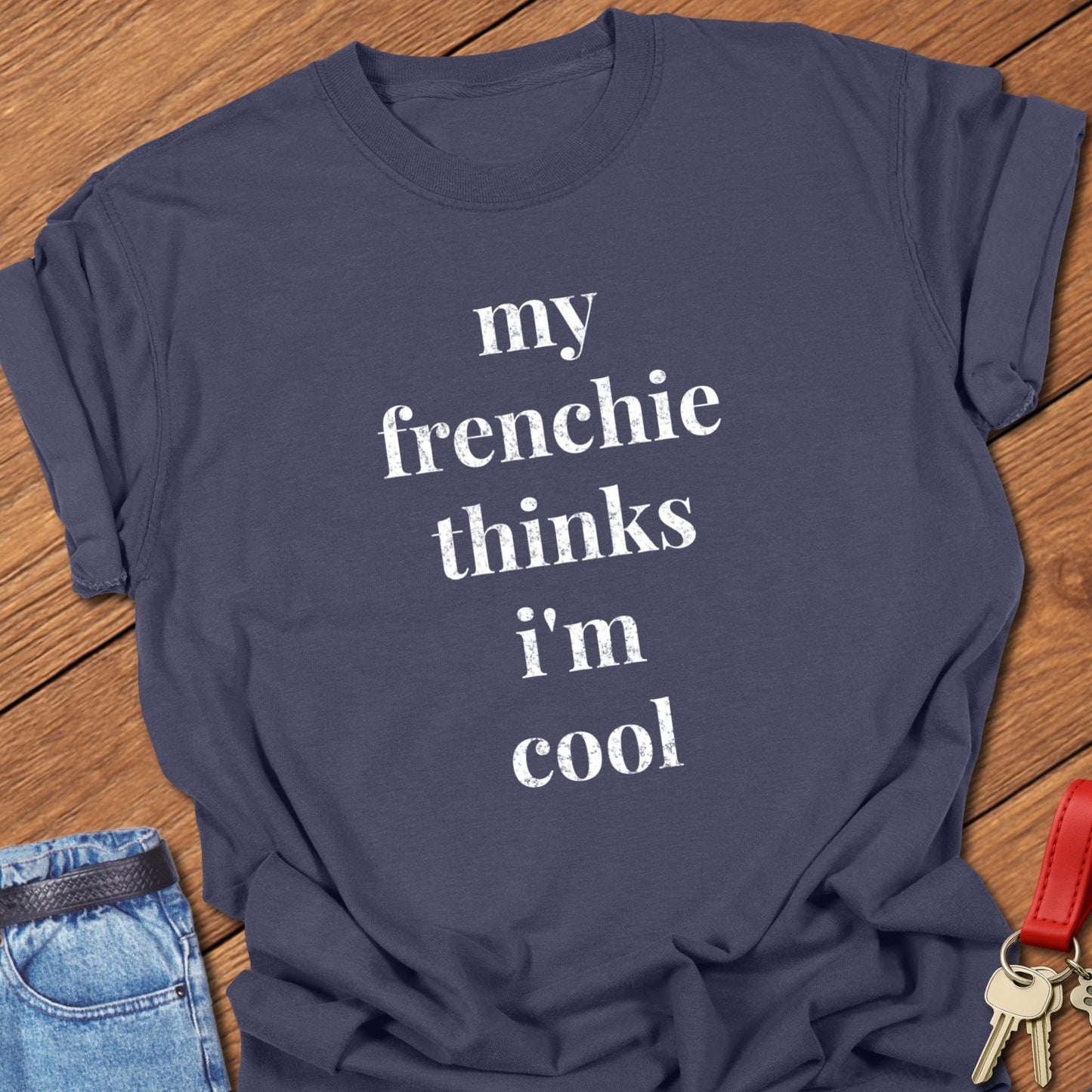 French bulldog funny text design printed on navy Comfort Colors t shirt