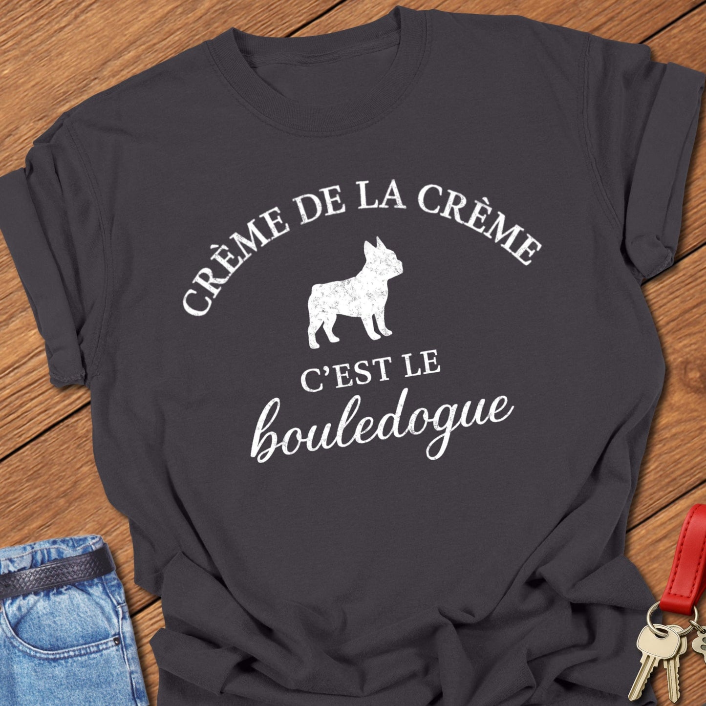 French bulldog French quote typography printed on graphite Comfort Colors t shirt