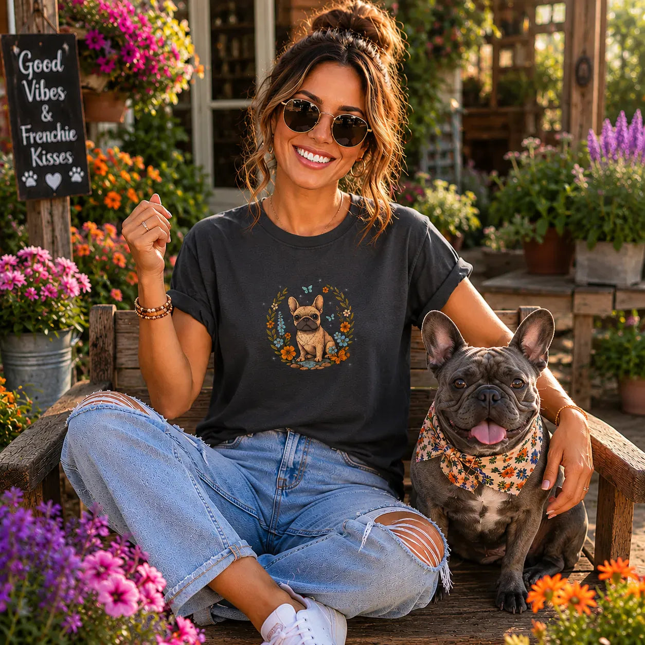 Frenchie Garden T Shirt