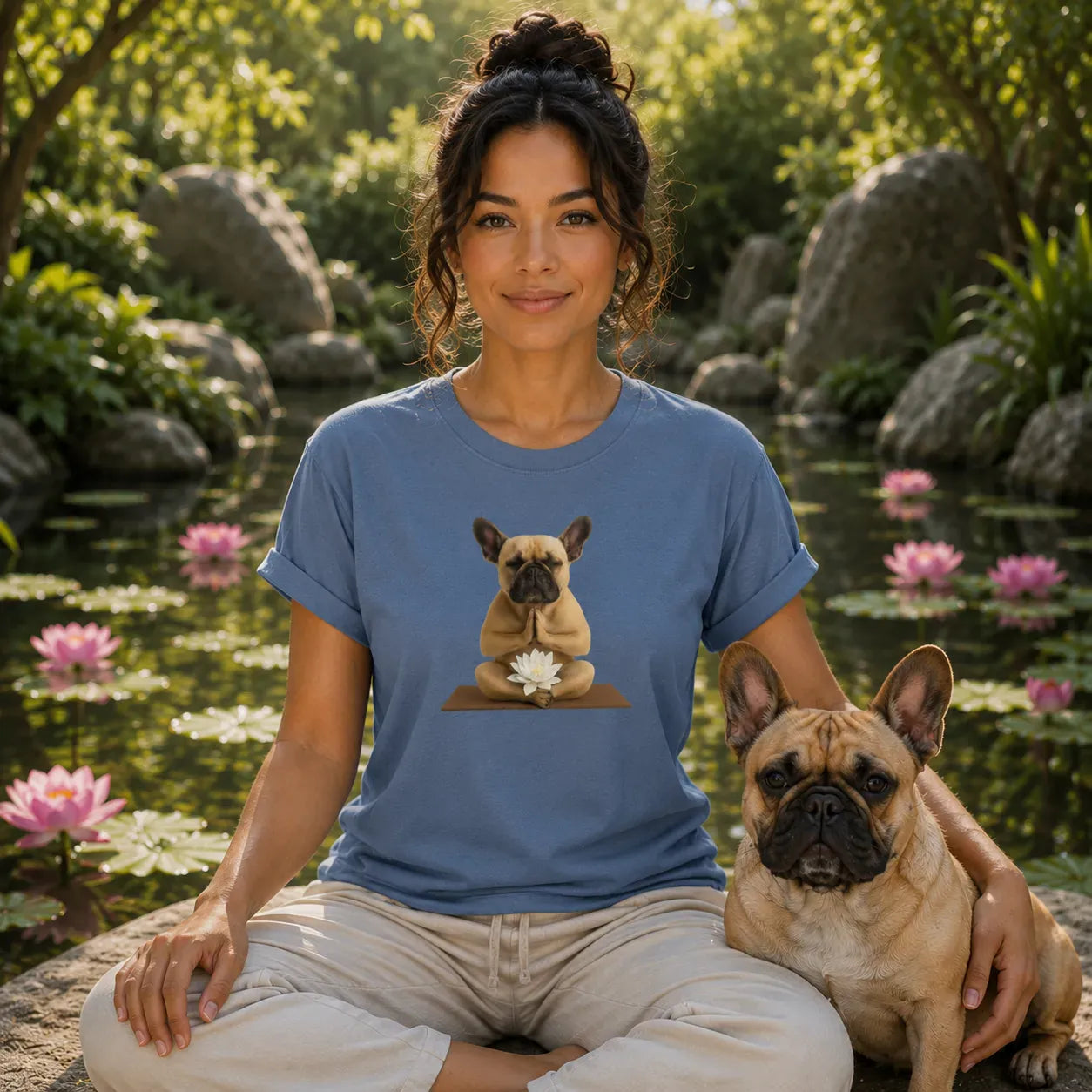 Frenchie Lotus T Shirt