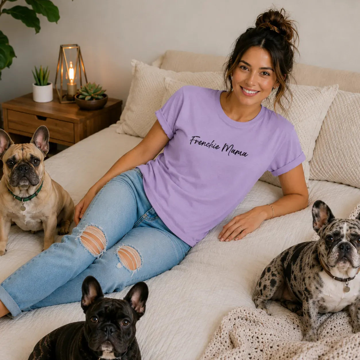 Frenchie Mama Script T Shirt