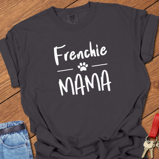 French bulldog mama typography printed on graphite Comfort Colors t shirt