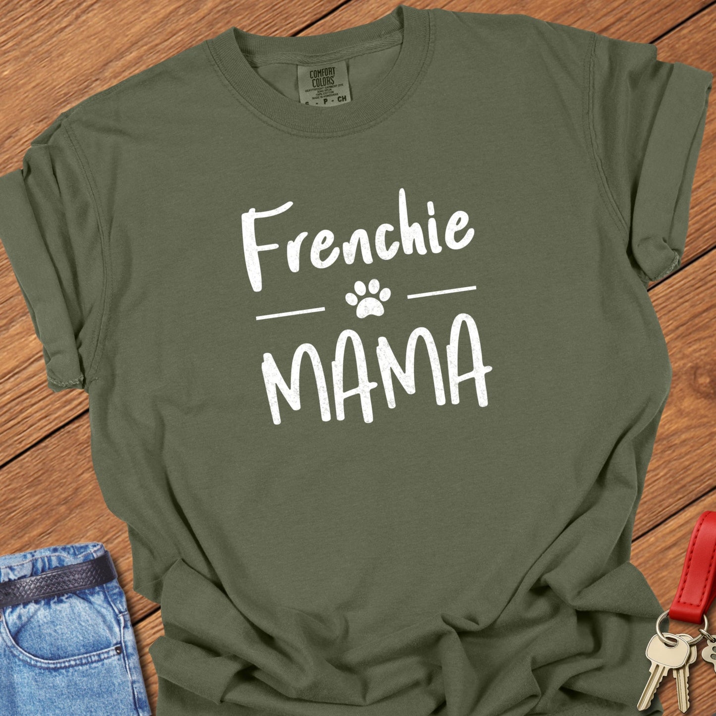 French bulldog mama typography printed on hemp Comfort Colors t shirt