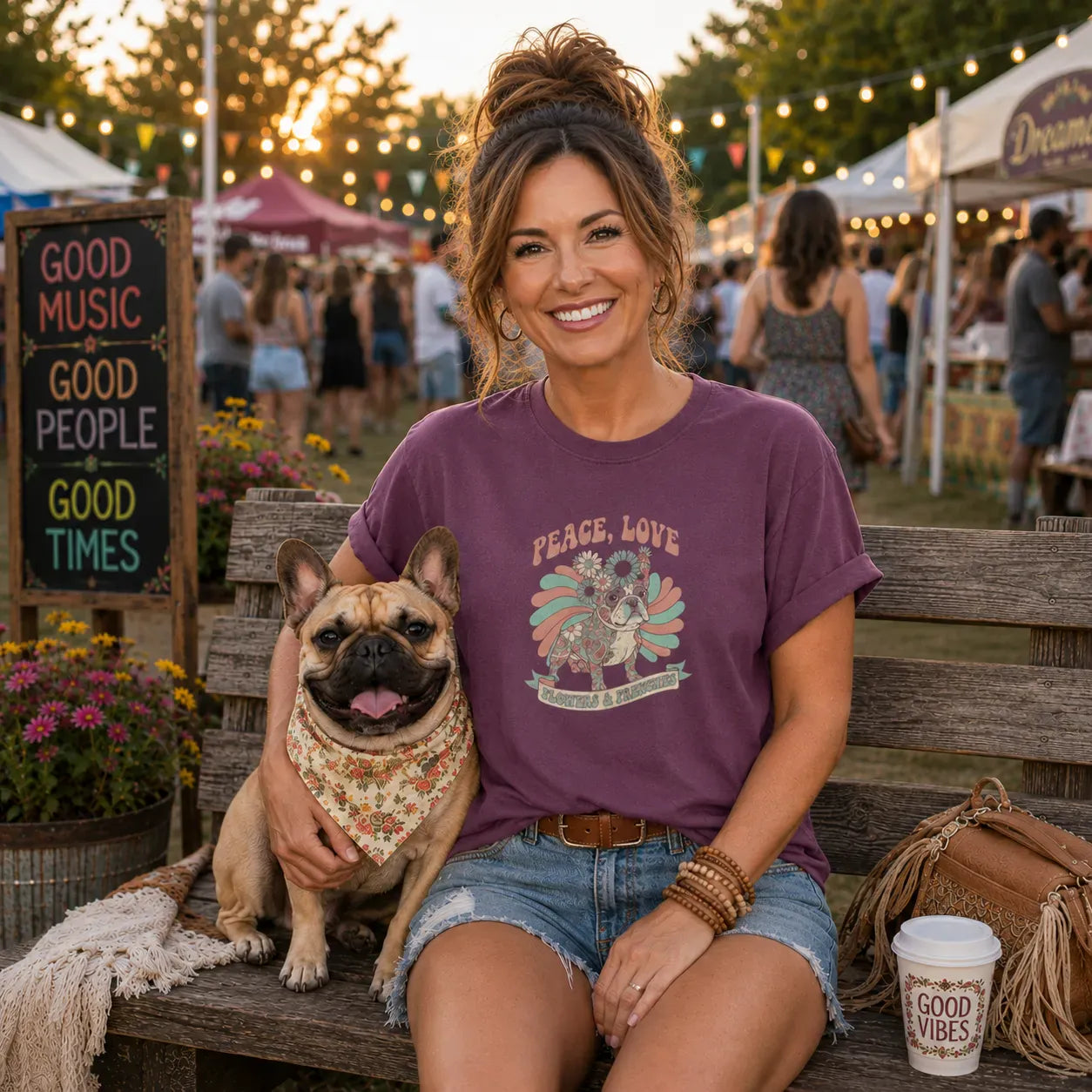 Peace Love & Frenchies T-Shirt