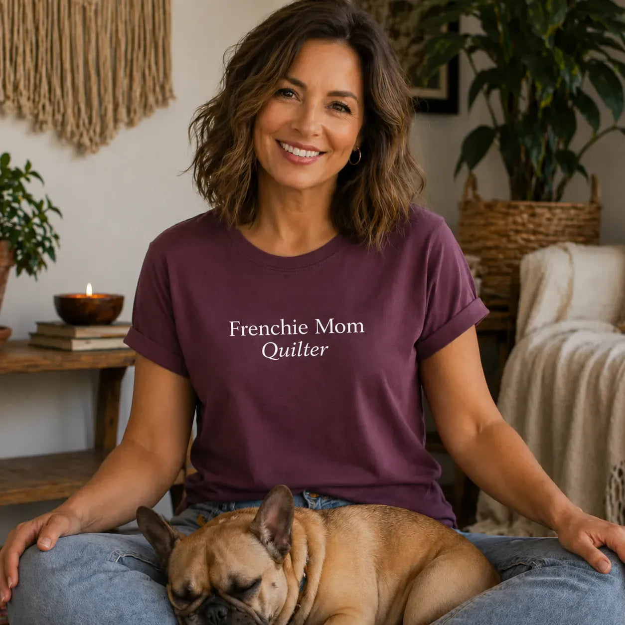 Frenchie Mom Quilter T Shirt