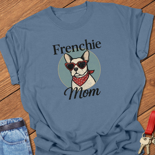 French bulldog sunglasses illustration printed on blue jean Comfort Colors t shirt