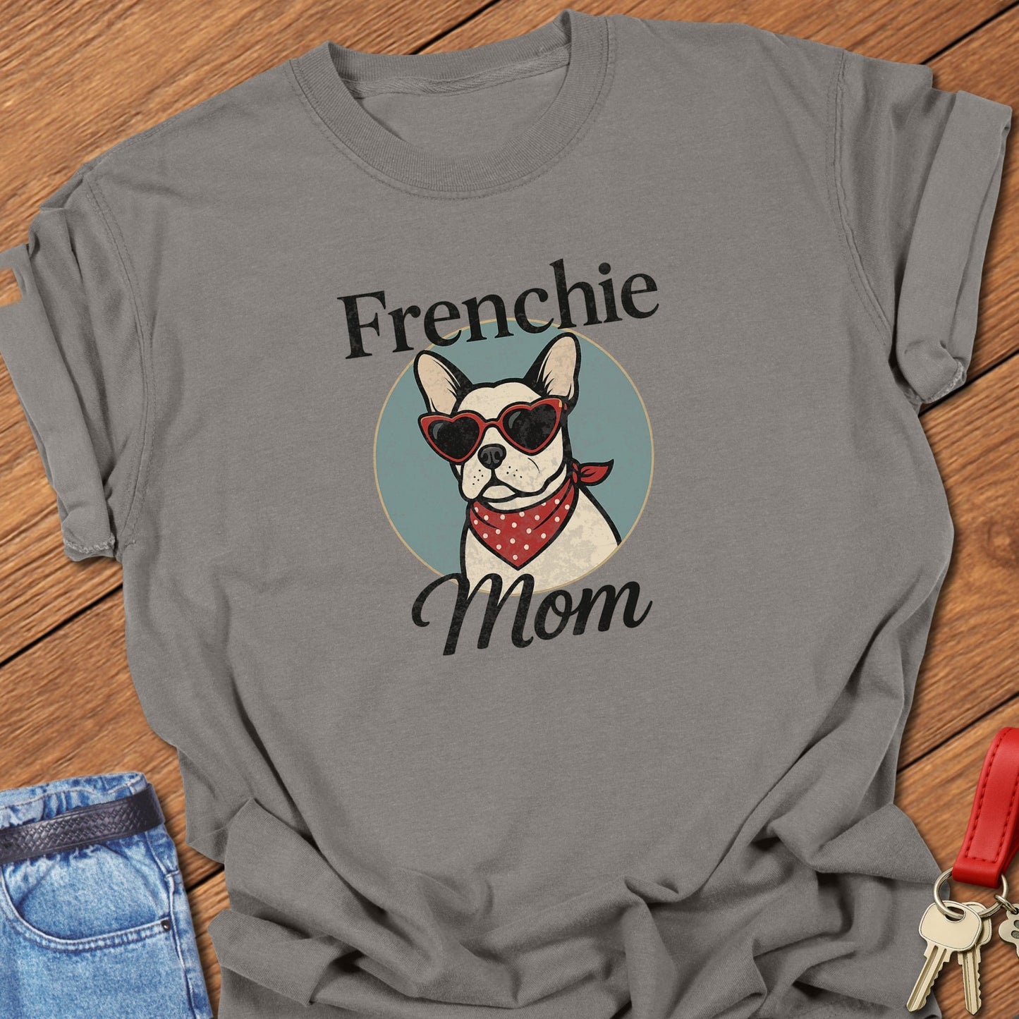 French bulldog sunglasses illustration printed on grey Comfort Colors t shirt