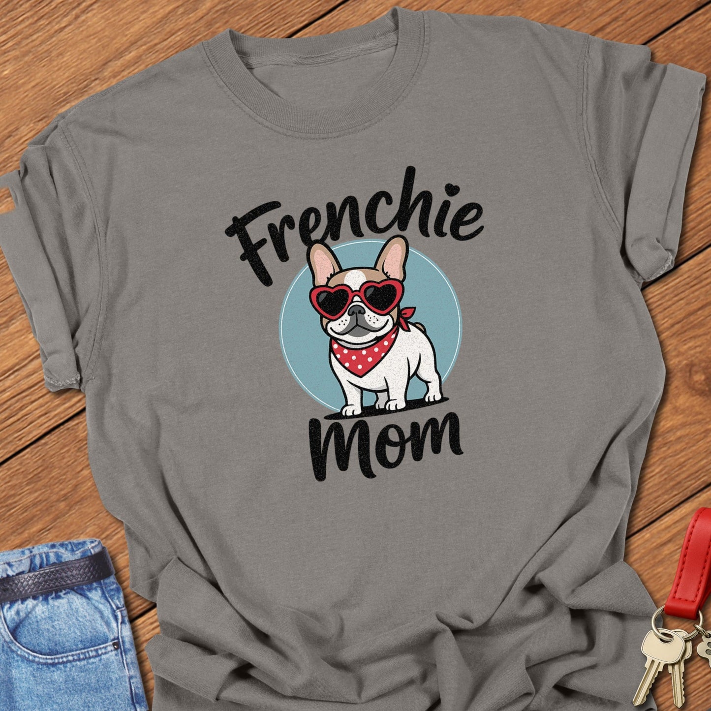 French bulldog trendy mom cartoon design printed on grey Comfort Colors t shirt