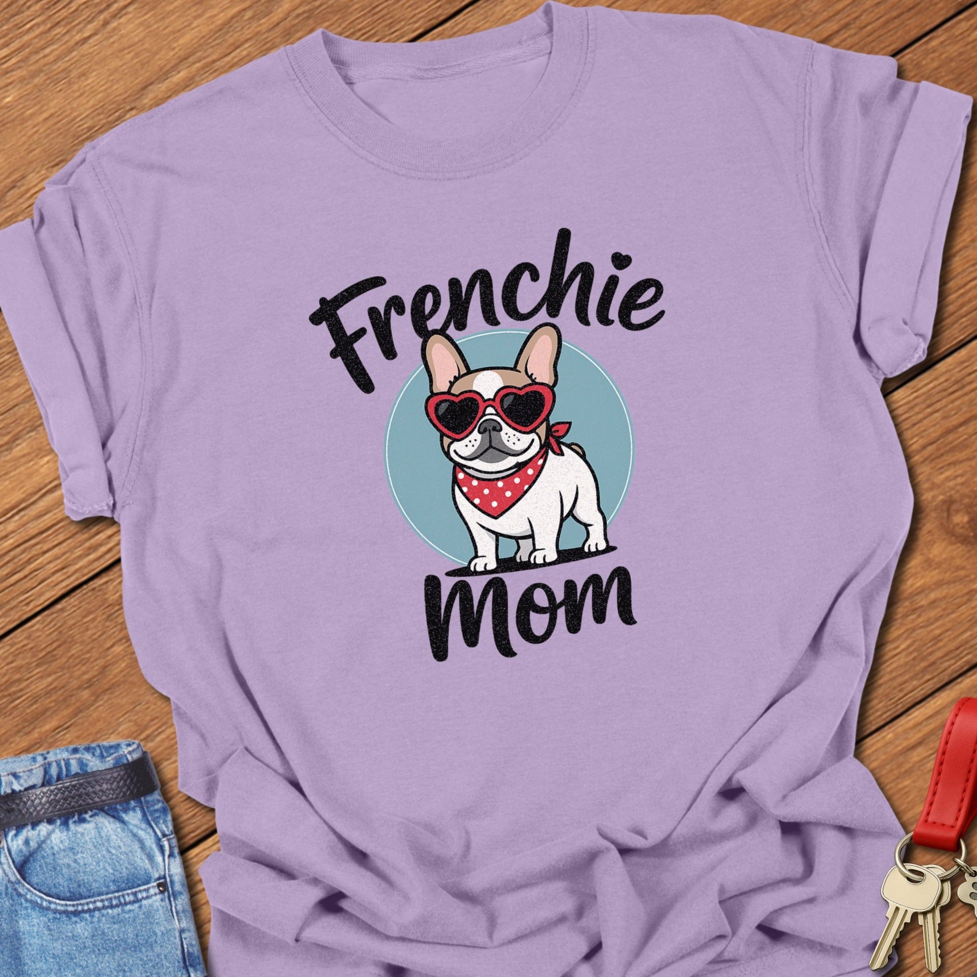 French bulldog heart sunglasses mom illustration printed on orchid Comfort Colors t shirt