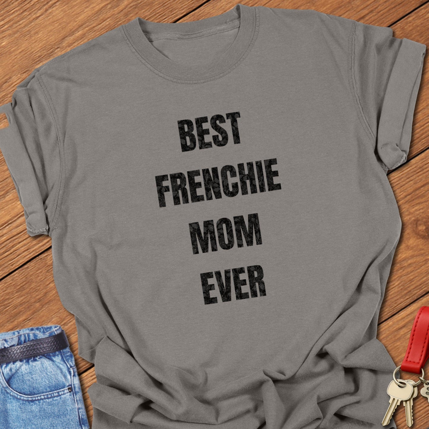 French bulldog bold typography design printed on grey Comfort Colors t shirt