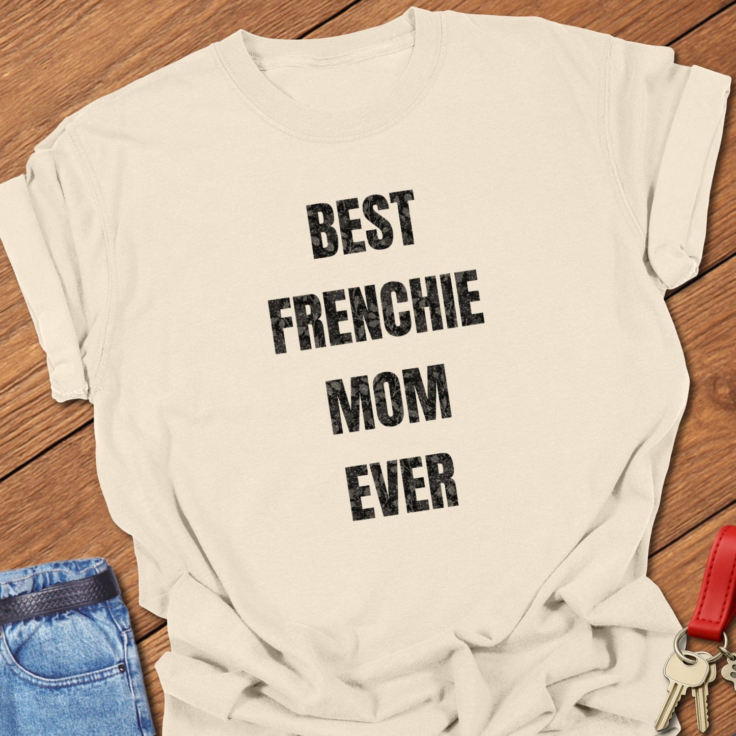 French bulldog bold typography design printed on ivory Comfort Colors t shirt