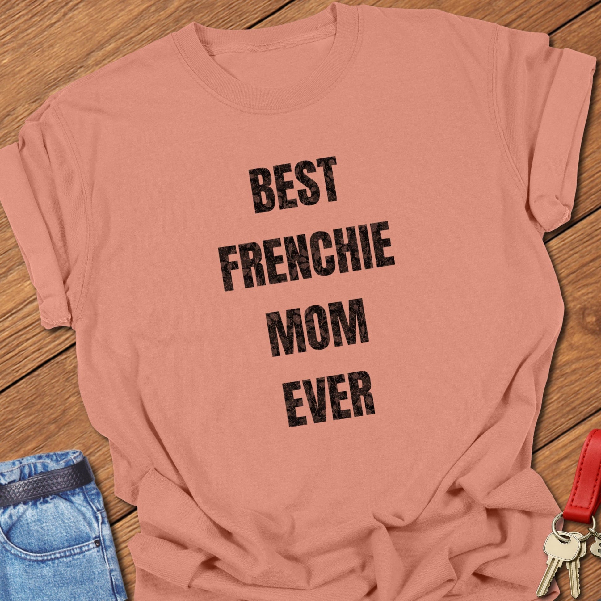 French bulldog bold typography design printed on terracotta Comfort Colors t shirt