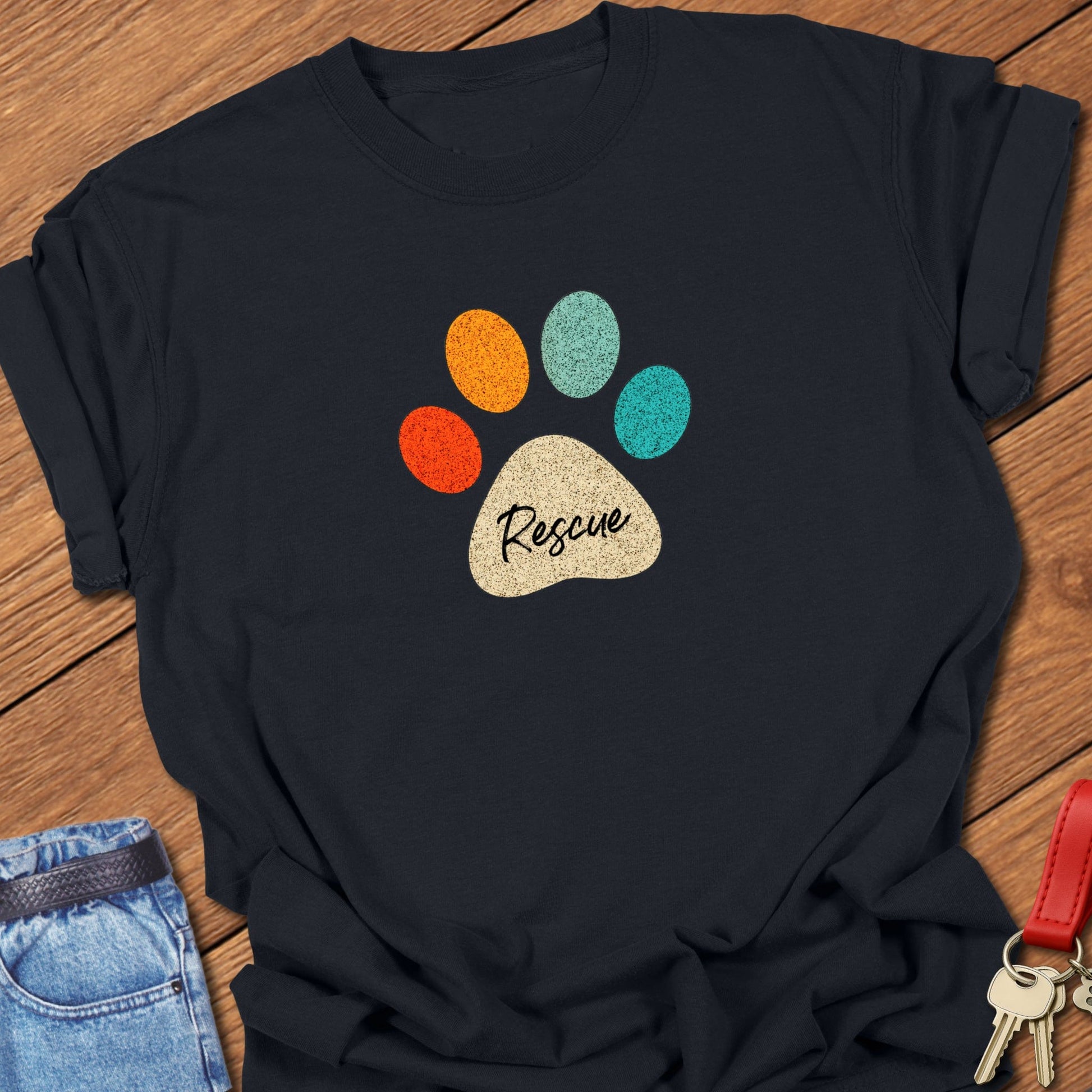 French bulldog rescue paw print design printed on black Comfort Colors t shirt