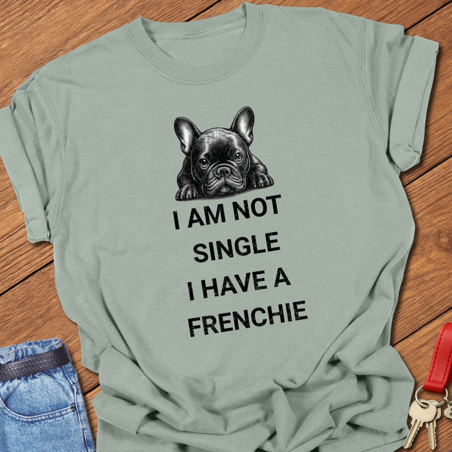 French bulldog text and illustration design printed on bay Comfort Colors t shirt