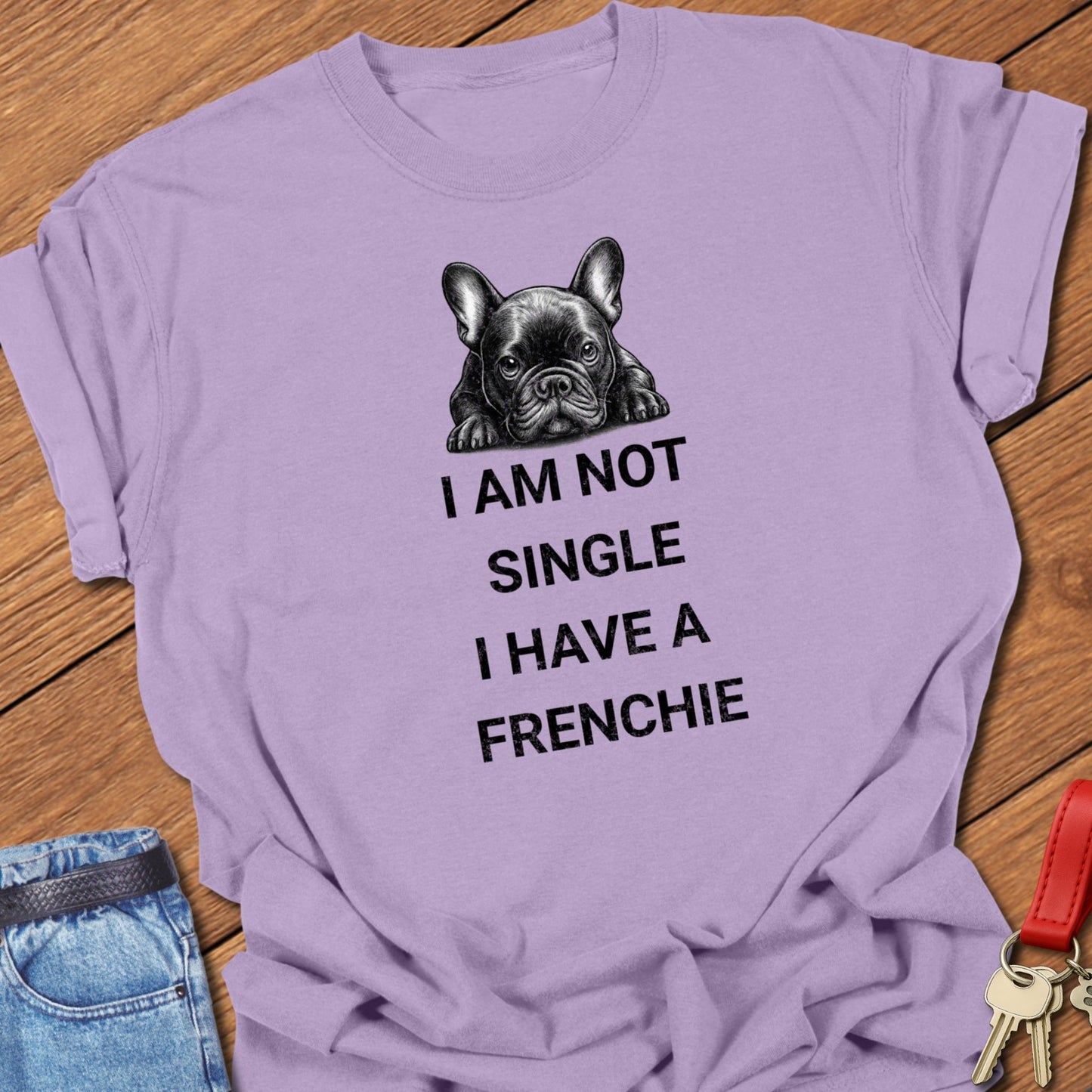 French bulldog text and illustration design printed on orchid Comfort Colors t shirt