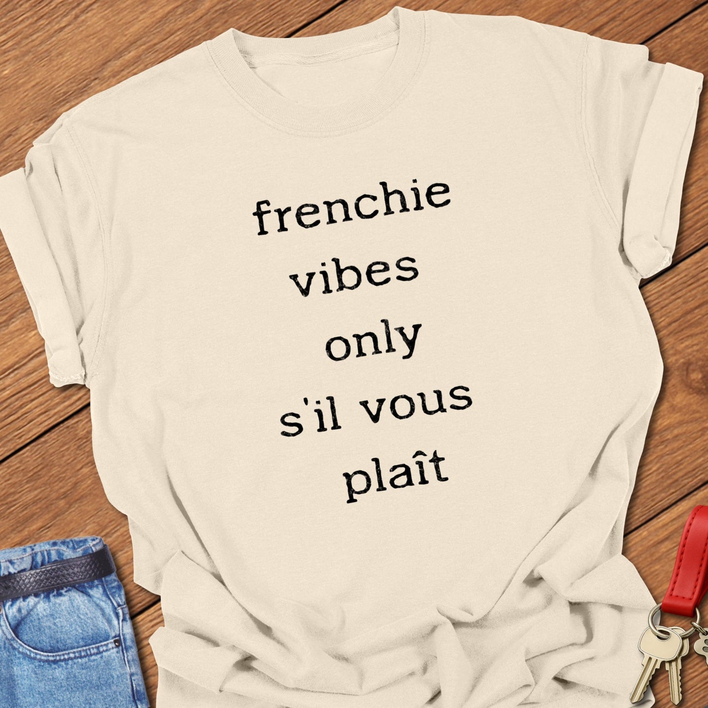 French bulldog text design printed on ivory Comfort Colors t shirt