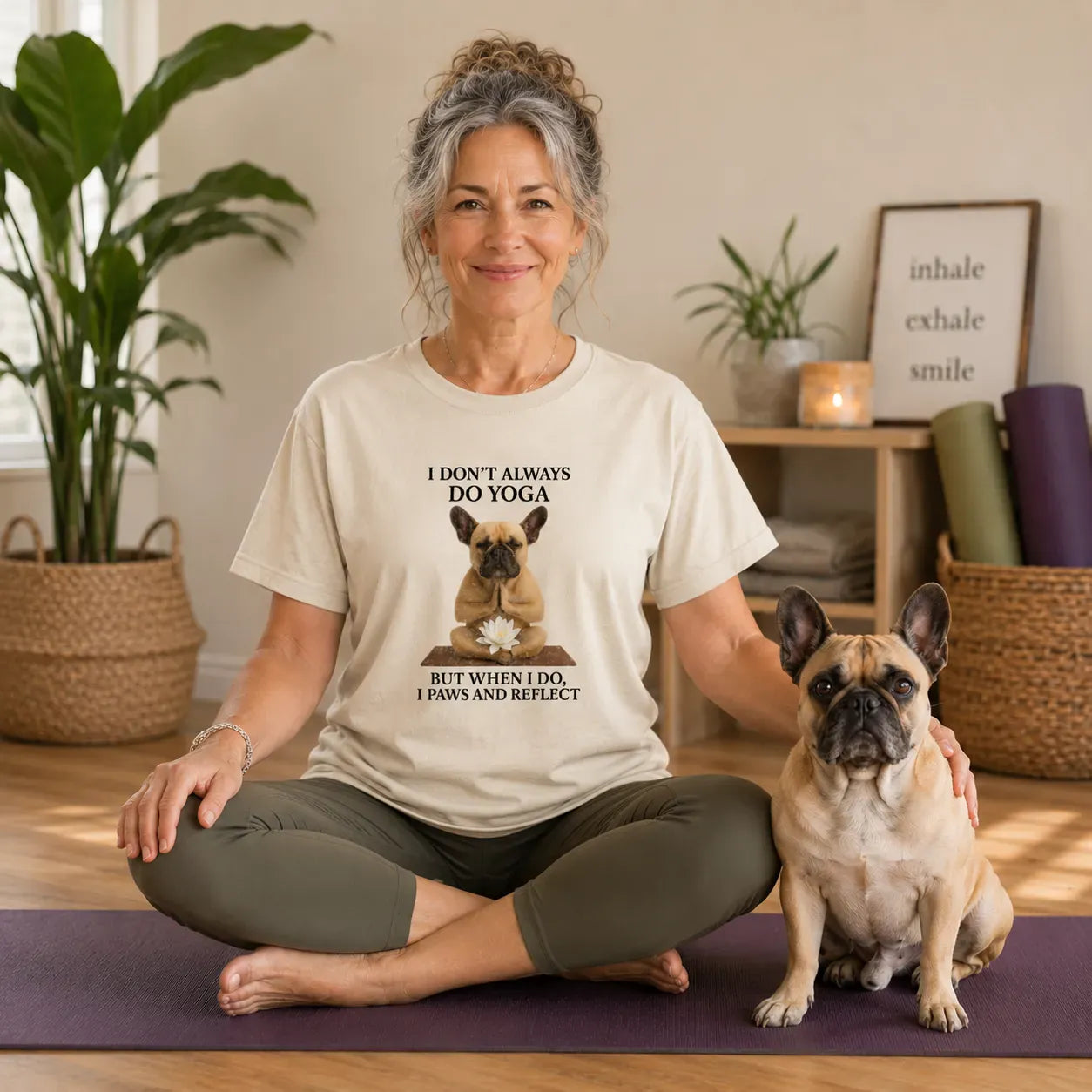 Frenchie Yoga T Shirt #1
