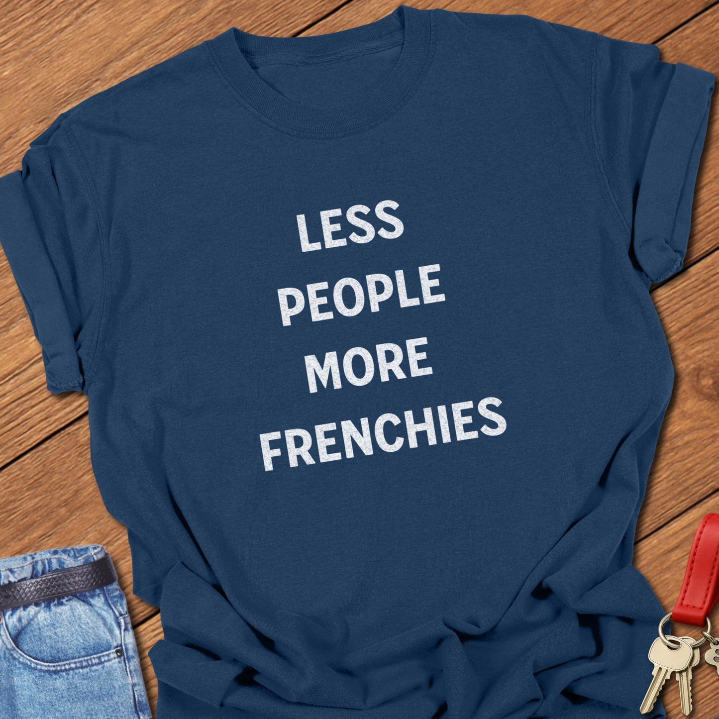 French bulldog typography slogan design printed on true navy Comfort Colors t shir